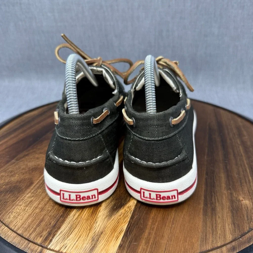 LL Bean Boat Shoes Men's 8.5 Sunwashed Canvas Green Loafers Casual
